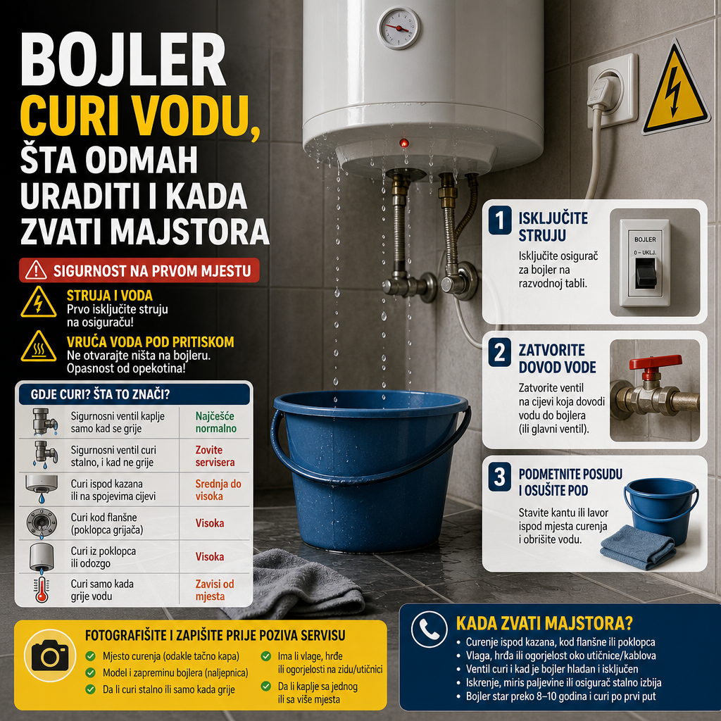 Bojler curi vodu, šta odmah uraditi i kada zvati majstora