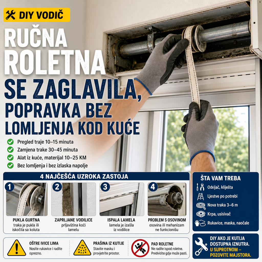 Ručna roletna se zaglavila, popravka bez lomljenja kod kuće