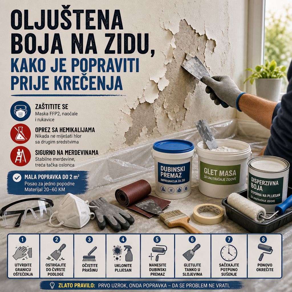 Oljuštena boja na zidu, kako je popraviti prije krečenja