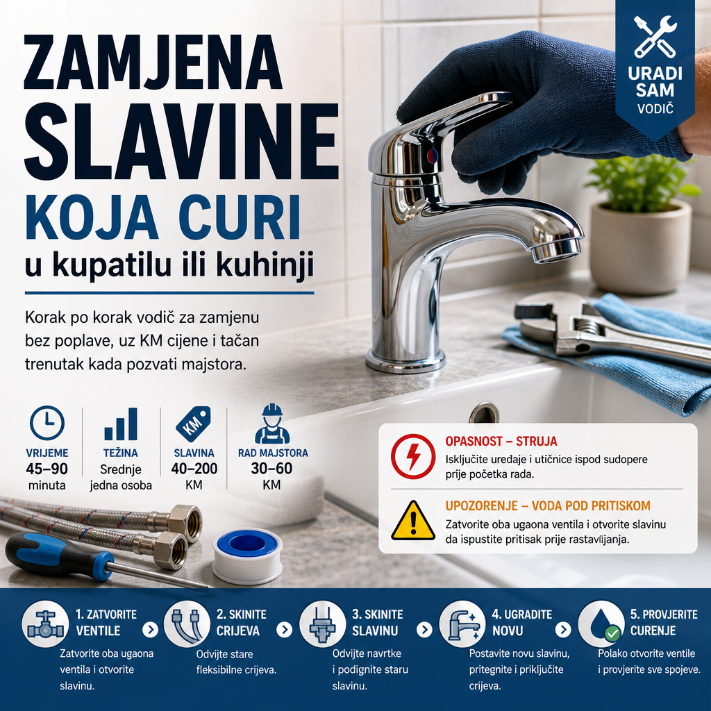 Zamjena slavine koja curi u kupatilu ili kuhinji