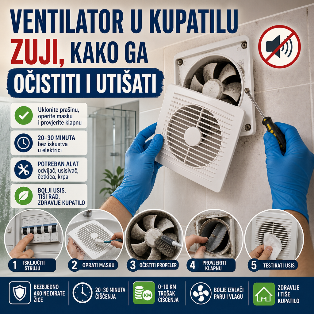 Ventilator u kupatilu zuji, kako ga očistiti i utišati