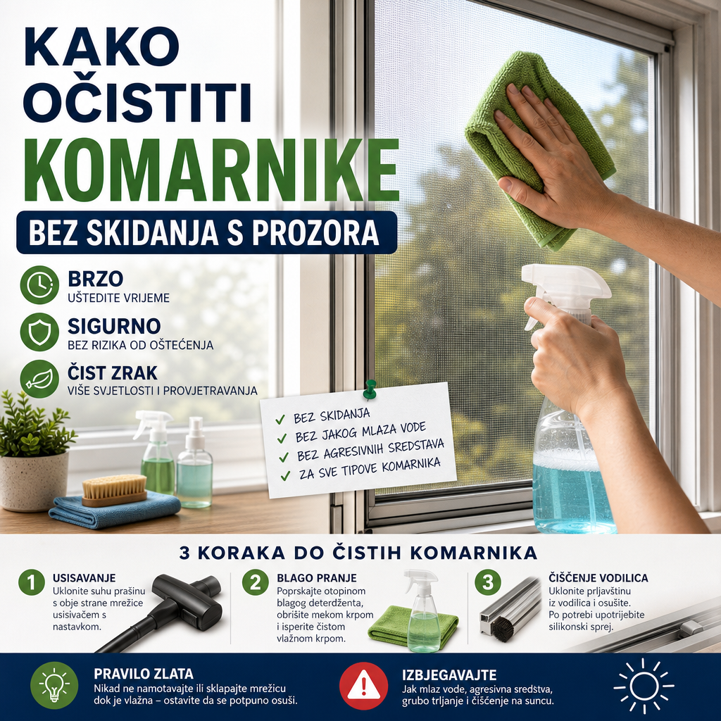 Kako očistiti komarnike bez skidanja s prozora