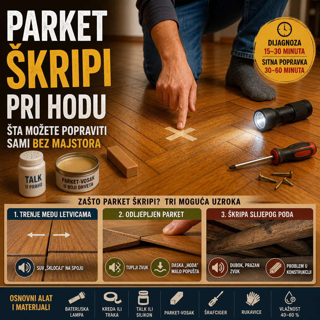 Parket škripi pri hodu, šta možete popraviti sami bez majstora