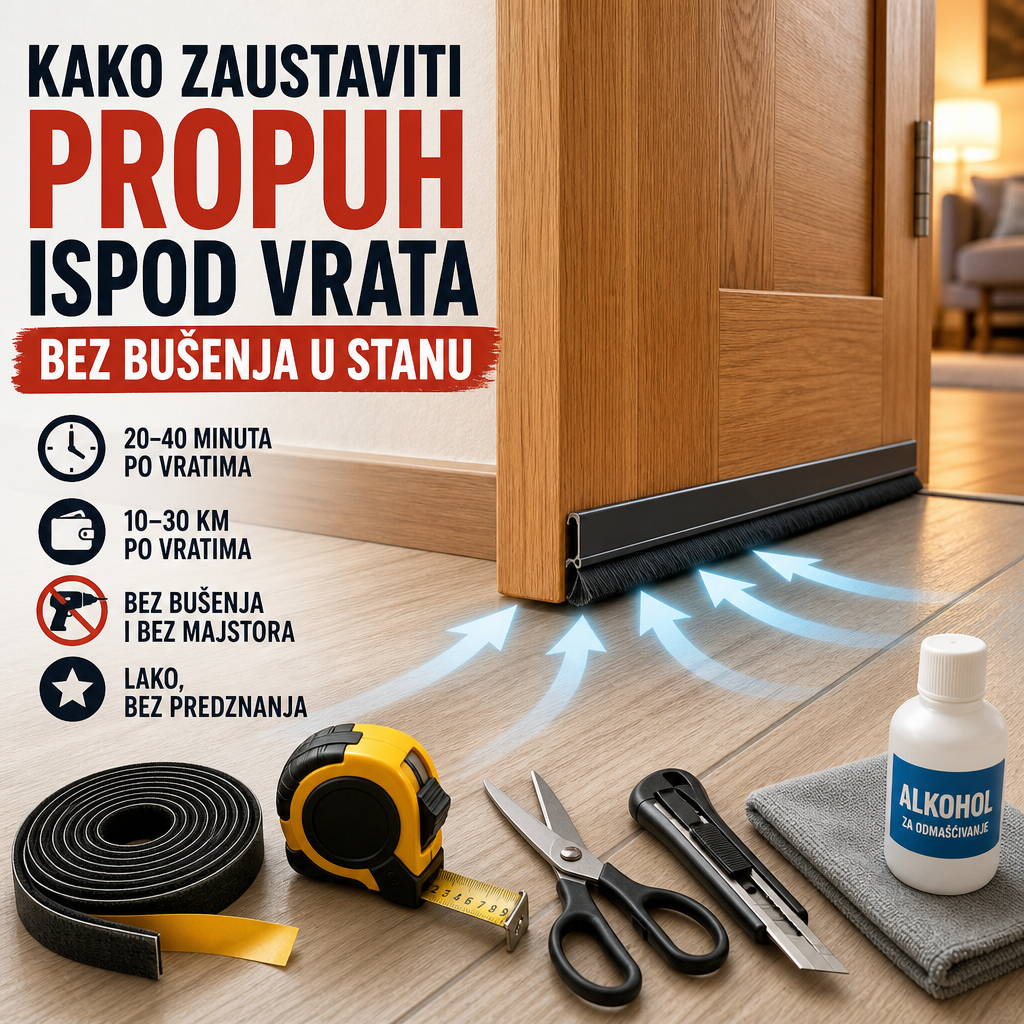Kako zaustaviti propuh ispod vrata bez bušenja u stanu