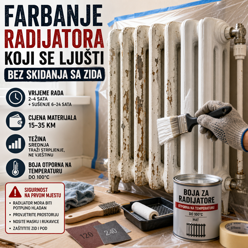 Farbanje radijatora koji se ljušti bez skidanja sa zida