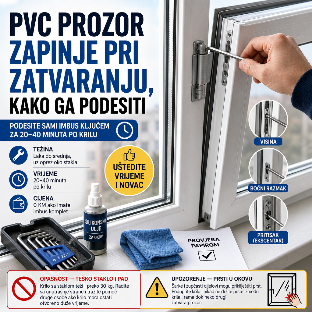 PVC prozor zapinje pri zatvaranju, kako ga podesiti